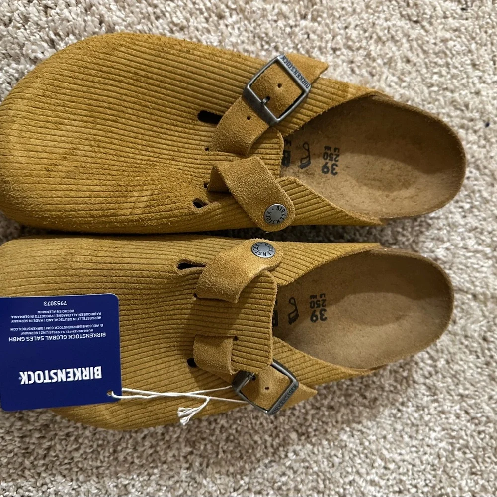 Birkenstock Boston Corduroy Clogs in Mustard Yellow - Picture 1 of 3